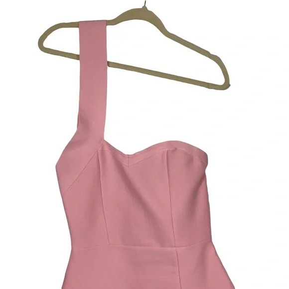 BCBGMAXAZRIA BUBBLE GUM PINK ASSYMETRICAL BODYCON DRESS, MEDIUM - Picture 3 of 6